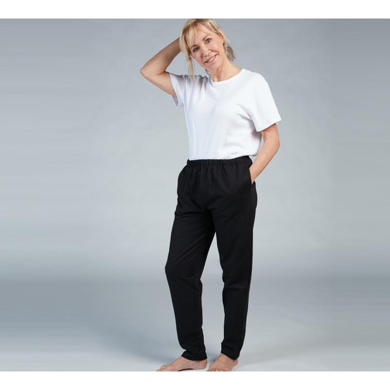 Pantalon droit en Laine Merinos / Coton Noir FEMME