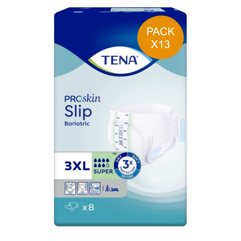 TENA Slip ProSkin XXXL Bariatric Super - Pack de 13 sachets - Couches adulte Tena Slip - 1